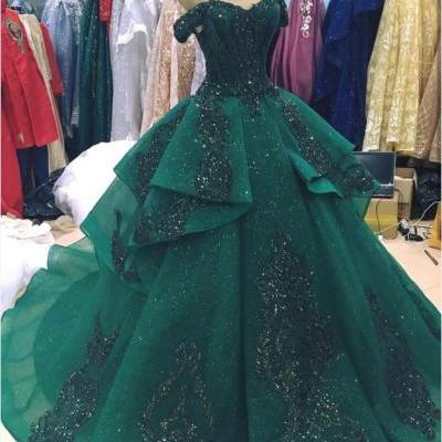 Off The Shoulder Prom Gown,Lace Ball Gowns,Princess Prom Dress, BW93731
