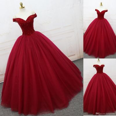 Red Ball Gown Prom Dress, Elegant Off 