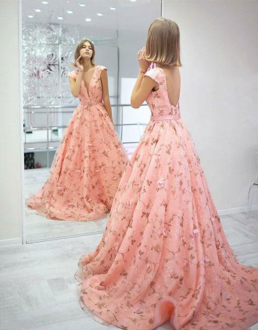 pink floral gown