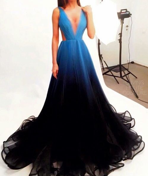 blue and black party dress