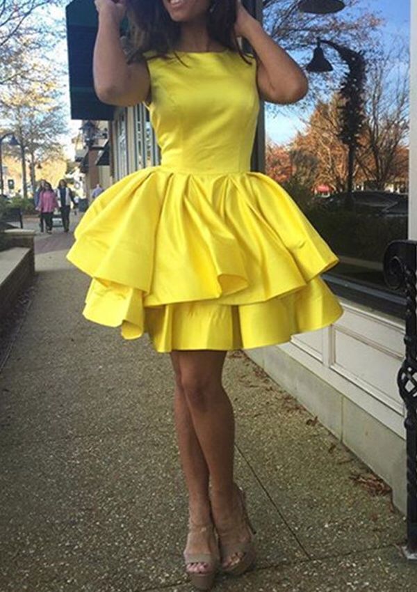 cute yellow homecoming dresses