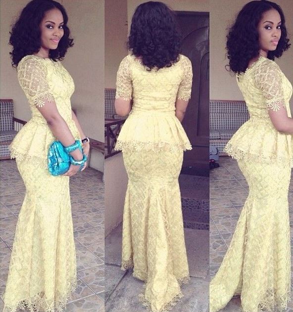 Yellow Bridesmaid Dresses Sexy Mermaid Plus Size Lace Wedding