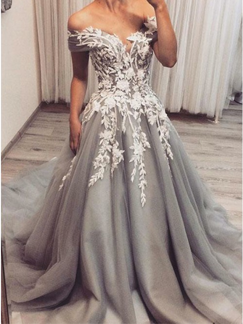 grey ball gown dress