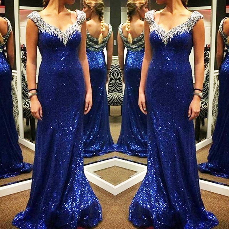 royal blue sequin gown