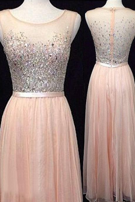 Charming Prom Dress,Chiffon Prom Dress,A-Line Prom Dress,O-Neck Prom Dress,Beading Prom Dress,PD1700117