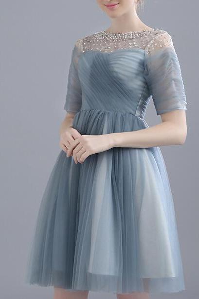 Charming Homecoming Dress,Tulle Homecoming Dress,Short Sleeves Homecoming Dress,Noble Homecoming Dress,PD1700218