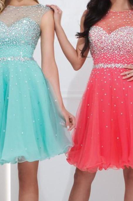 Charming Homecoming Dress,A-Line Homecoming Dress,Organza Homecoming Dress,Beading Short Prom Dress,PD1700400