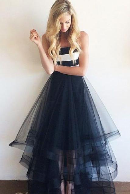 Charming Prom Dress,Tulle Prom Dress,A-Line Prom Dress,Strapless Prom Dress,Floor-Length Prom Dress,PD1700420
