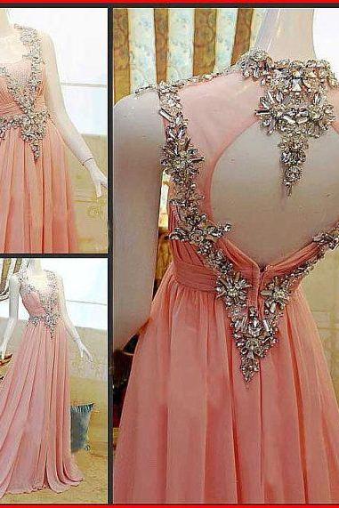 Charming Prom Dress,Chiffon Prom Dress,A-Line Prom Dress,Strapless Prom Dress,Crystal Prom Dress,PD1700555