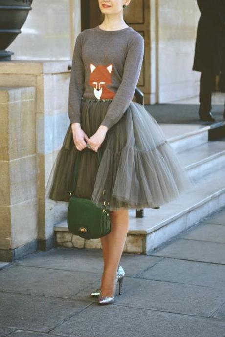 High Quality Skirt, Fashion Street Style Skirt,Tulle Skirt,Charming Women Skirt,Spring Autumn Skirt ,A-Line Skirt,PD1700586